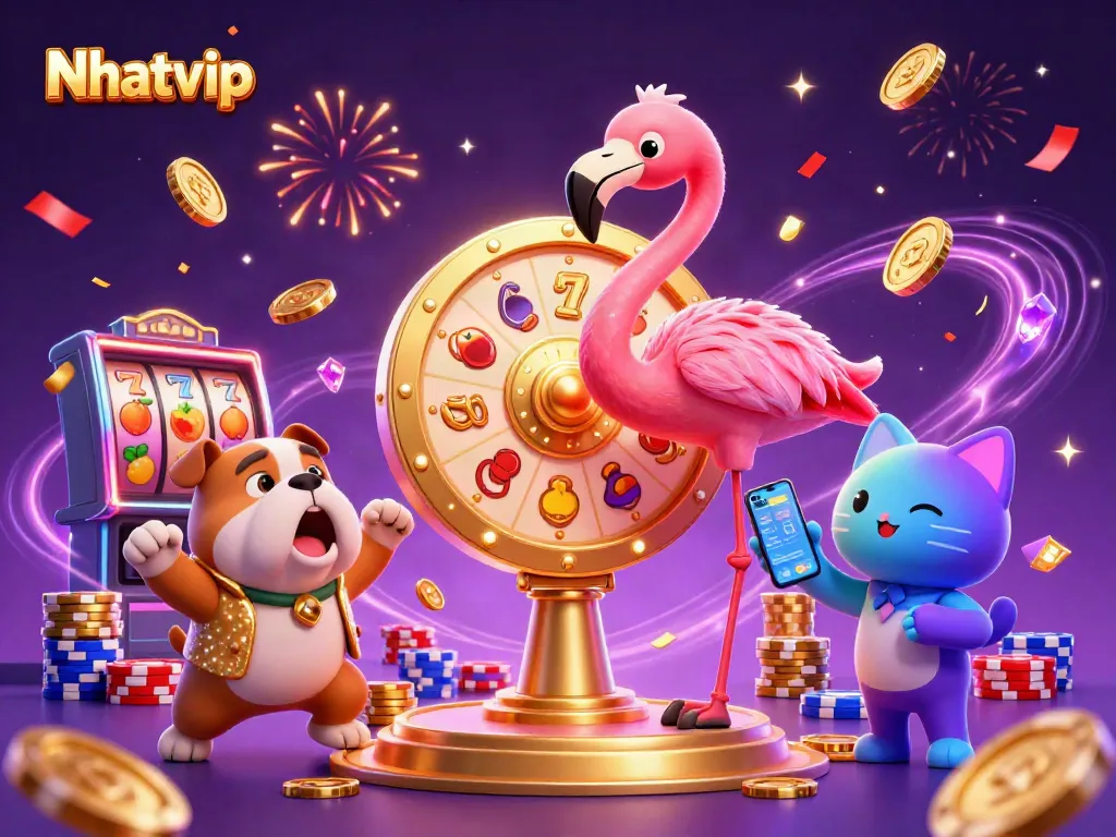 Nhatvip spins to win big with engaging characters and vibrant casino elements.
