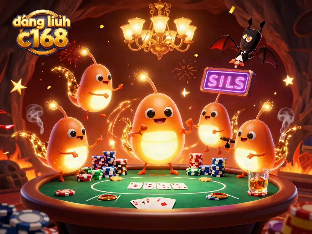 Experience excitement with đăng nhập c168 as glowworms illuminate a vibrant cave casino scene.