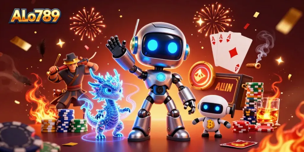 Experience ALo789's thrilling cockfighting arena with futuristic characters and vibrant visuals.