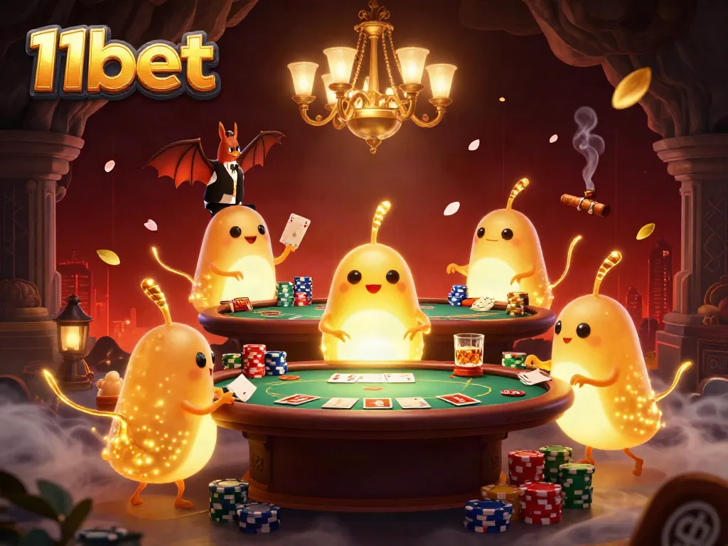 Experience thrilling gameplay at 11bet with vibrant characters in a dynamic cave casino setup.