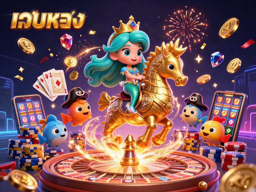 Engage in thrilling wins with เว็บตรง featuring a vibrant mermaid princess and dynamic casino elements.