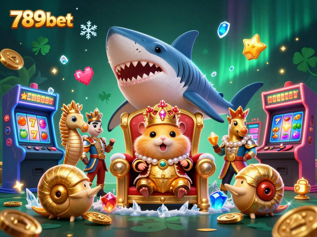 Experience the exciting games at 789bet with a vibrant 3D casino illustration featuring a golden hamster king.